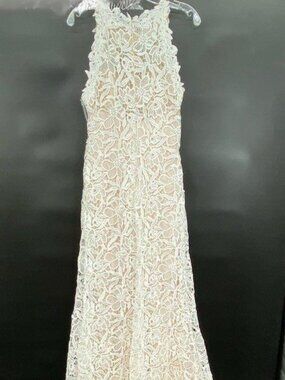 Tadashi Soji Cotton Lace, stretchy, soft, comfortable, fun wedding dress Sz12